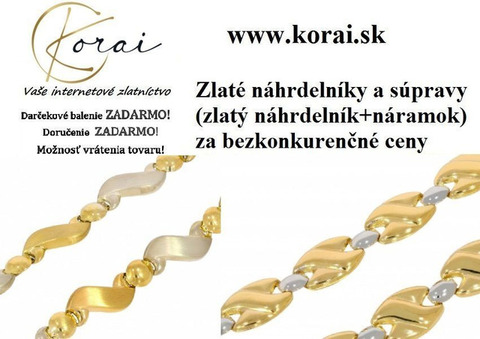 Zlaté náhrdelníky a súpravy (zlatý náhrdelník + zlatý náramok) Korai - 1/4